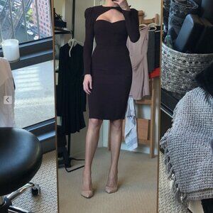 Reformation Whiskey Midi Pencil Cutout Dress in Deep Plum/Eggplant Purple